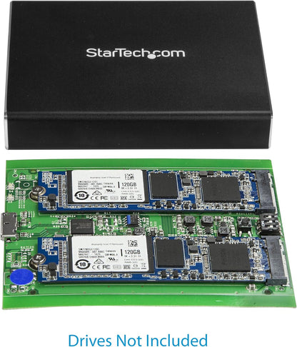 StarTech.com Dual-Slot Hard Drive Enclosure for M.2 SATA SSDs - USB 3.1 (10Gbps) - Aluminum - M.2 to SATA - Raid Drive Enclosure (SM22BU31C3R