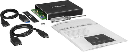 StarTech.com Dual-Slot Hard Drive Enclosure for M.2 SATA SSDs - USB 3.1 (10Gbps) - Aluminum - M.2 to SATA - Raid Drive Enclosure (SM22BU31C3R