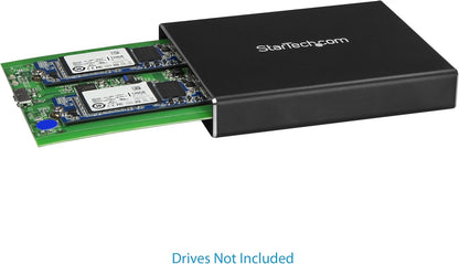StarTech.com Dual-Slot Hard Drive Enclosure for M.2 SATA SSDs - USB 3.1 (10Gbps) - Aluminum - M.2 to SATA - Raid Drive Enclosure (SM22BU31C3R