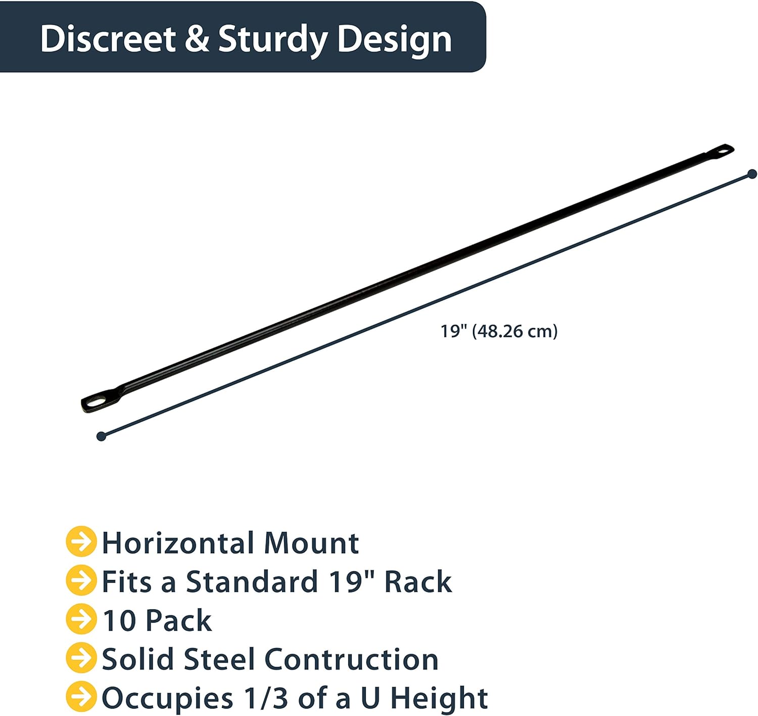 StarTech.com Horizontal Lacing Bar - Server Rack Cable Management - 19" Network Rack Mount Cord Organizer- 10 pack (CMLB10
