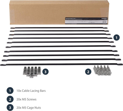 StarTech.com Horizontal Lacing Bar - Server Rack Cable Management - 19" Network Rack Mount Cord Organizer- 10 pack (CMLB10