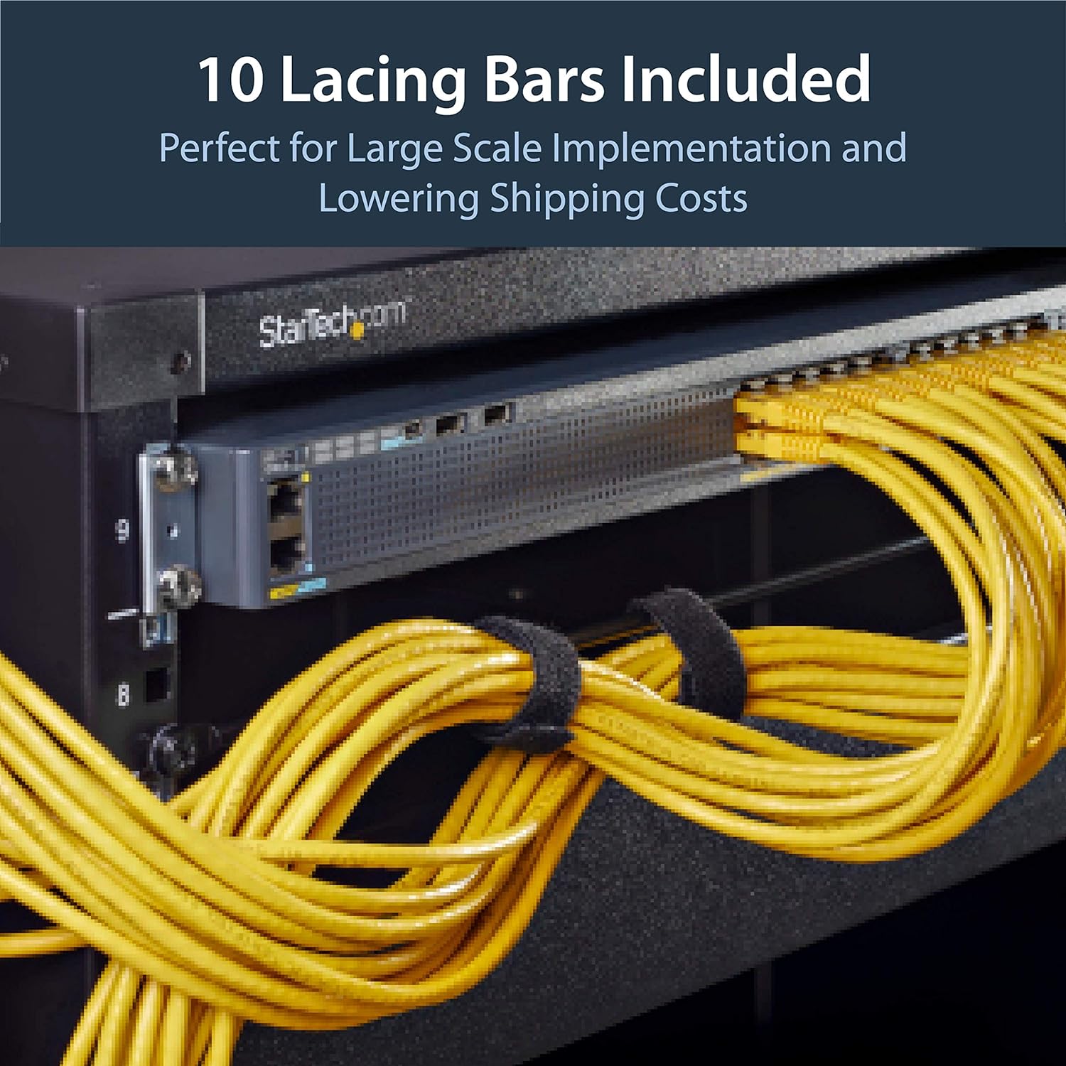StarTech.com Horizontal Lacing Bar - Server Rack Cable Management - 19" Network Rack Mount Cord Organizer- 10 pack (CMLB10