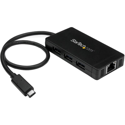 StarTech.com 3 Port USB C Hub with Ethernet - USB-C to 3x USB-A w/ Power Adapter & Gigabit Ethernet - Thunderbolt 3 Compatible - USB C Network Adapter (HB30C3A1GE