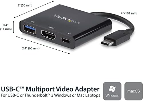 StarTech.com USB-C to HDMI Adapter - 4K 30Hz - Thunderbolt 3 Compatible - with Power Delivery (USB PD) - USB C Adapter Converter (CDP2HDUACP