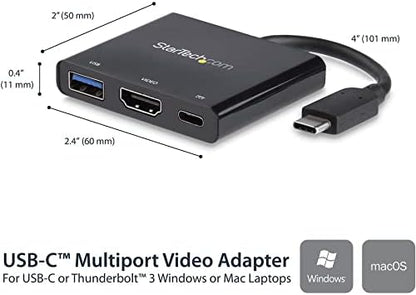 StarTech.com USB-C to HDMI Adapter - 4K 30Hz - Thunderbolt 3 Compatible - with Power Delivery (USB PD) - USB C Adapter Converter (CDP2HDUACP