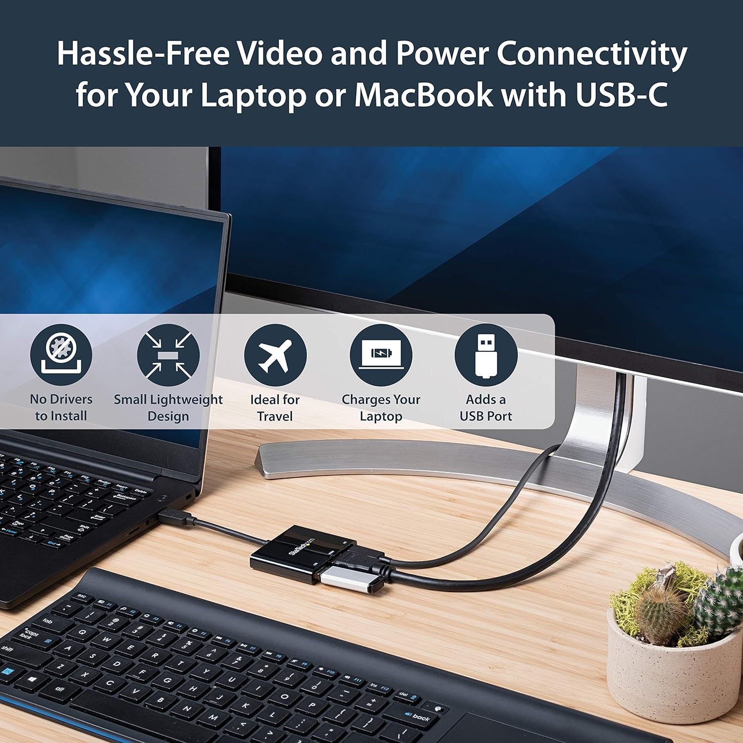 StarTech.com USB-C to HDMI Adapter - 4K 30Hz - Thunderbolt 3 Compatible - with Power Delivery (USB PD) - USB C Adapter Converter (CDP2HDUACP