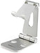StarTech.com Phone and Tablet Stand - Foldable Universal Mobile Device Holder for Smartphones & Tablets - Adjustable Multi-Angle Ergonomic Cell Phone Stand for Desk - Portable - Silver (USPTLSTND)