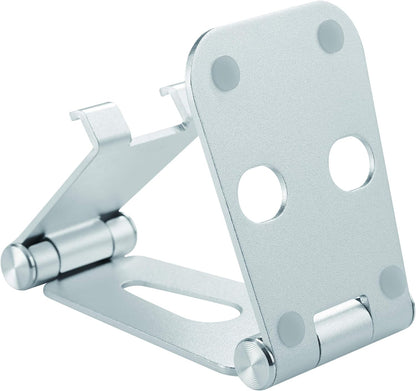 StarTech.com Phone and Tablet Stand - Foldable Universal Mobile Device Holder for Smartphones & Tablets - Adjustable Multi-Angle Ergonomic Cell Phone Stand for Desk - Portable - Silver (USPTLSTND)