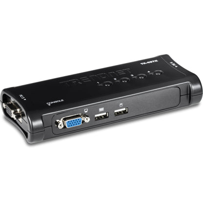 TRENDnet 4-Port USB KVM Switch Kit, VGA and USB Connections, 2048 x 1536 Resolution, Cabling Included, Control Up to 4 Computers, Compliant with Window, Linux, and Mac OS, White, TK-407K 4 Port VGA USB