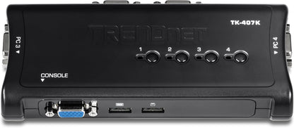TRENDnet 4-Port USB KVM Switch Kit, VGA and USB Connections, 2048 x 1536 Resolution, Cabling Included, Control Up to 4 Computers, Compliant with Window, Linux, and Mac OS, White, TK-407K 4 Port VGA USB