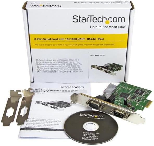 StarTech.com 2-Port PCI Express Serial Card with 16C1050 UART - RS232 Low Profile Serial Card - PCI Serial Card (PEX2S1050) ,Black 2 Port (SysBase) PCI Express