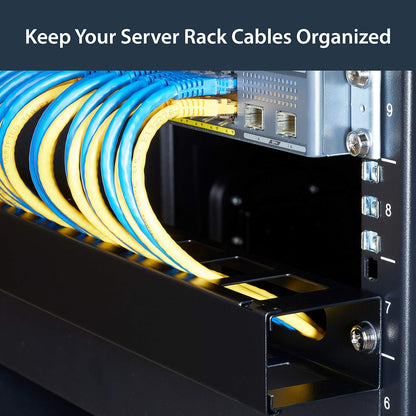 StarTech.com 1U Horizontal Finger Duct Rack Cable Management Panel with Cover - Server Rack Cable Duct - Rack Cable Organizer / Manager (CMDUCT1UX