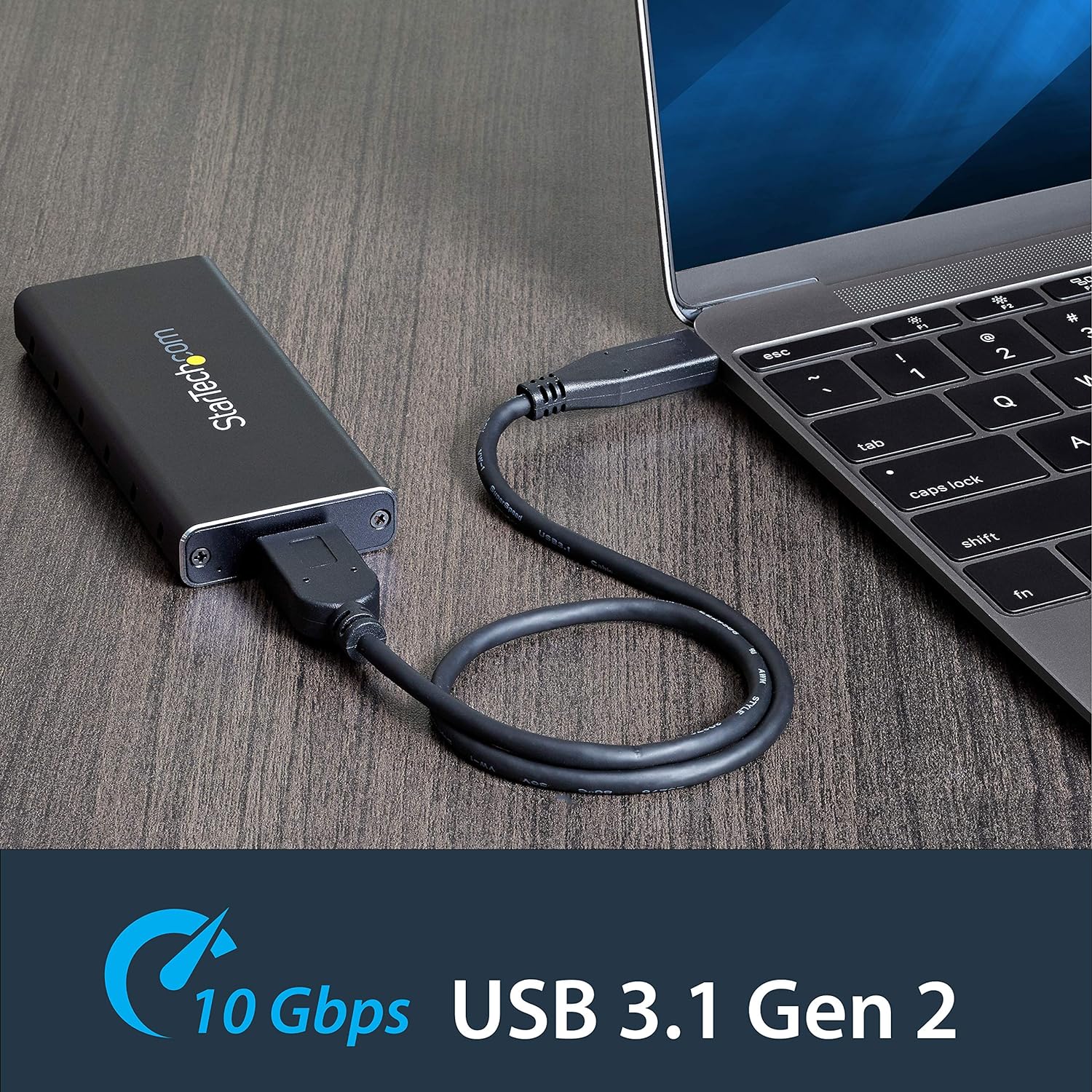 StarTech.com M.2 SSD Enclosure for M.2 SATA SSDs - USB 3.1 (10Gbps) with USB-C Cable - External Enclosure for USB-C Host - Aluminum (SM21BMU31C3