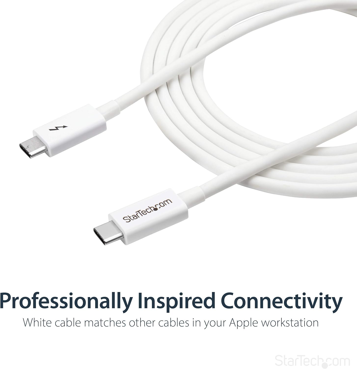 StarTech.com 6.6ft (2m) Passive Thunderbolt 3 Cable, 20Gbps, 100W PD, 4K Video, Thunderbolt Cable, Compatible with USB4/DP Alt Mode, Thunderbolt 4, USB 3.2/Type-C (TBLT3MM2MW