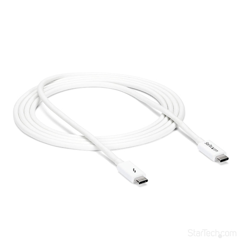 StarTech.com 6.6ft (2m) Passive Thunderbolt 3 Cable, 20Gbps, 100W PD, 4K Video, Thunderbolt Cable, Compatible with USB4/DP Alt Mode, Thunderbolt 4, USB 3.2/Type-C (TBLT3MM2MW