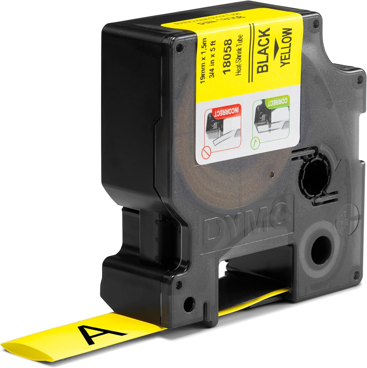 DYMO Rhino Industrial Heat-Shrink Cable Label Tubes | 19 mm x 1.5 m | Black Print on Yellow | for Rhino Label Makers
