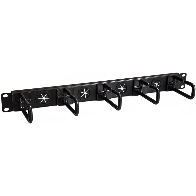 StarTech.com 1U 19" Cable Management Organizer - D Ring Hook Network/Server Rack Cord Manager - Data Center Horizontal Wire Panel with Passthrough Holes w/Mounting HW - EIA/ECA-310-E (CABLMANAGERH) 1U D-Ring Hooks + Pass-thru