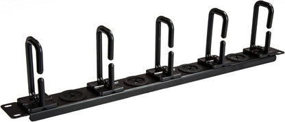 StarTech.com 1U 19" Cable Management Organizer - D Ring Hook Network/Server Rack Cord Manager - Data Center Horizontal Wire Panel with Passthrough Holes w/Mounting HW - EIA/ECA-310-E (CABLMANAGERH) 1U D-Ring Hooks + Pass-thru