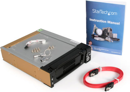StarTech.com 5.25 in Rugged SATA Hard Drive Mobile Rack Drawer - Aluminum Removable Hard Drive Bay (DRW150SATBK