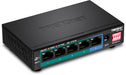 TRENDnet 5-Port Gigabit Long Range PoE+ Switch, TPE-LG50,4 x PoE+ Ports, 1 x Gigabit Port, Camera DIP Switch extends PoE+ 200 m (656 ft) 5-Port Long Range Gigabit PoE+