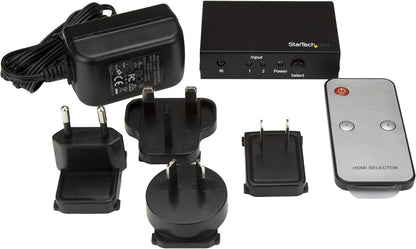 StarTech.com 2 Port HDMI Switch - 4K 60Hz - Supports HDCP - IR - HDMI Selector - HDMI Multiport Video Switcher - HDMI Switcher (VS221HD20