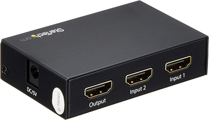 StarTech.com 2 Port HDMI Switch - 4K 60Hz - Supports HDCP - IR - HDMI Selector - HDMI Multiport Video Switcher - HDMI Switcher (VS221HD20