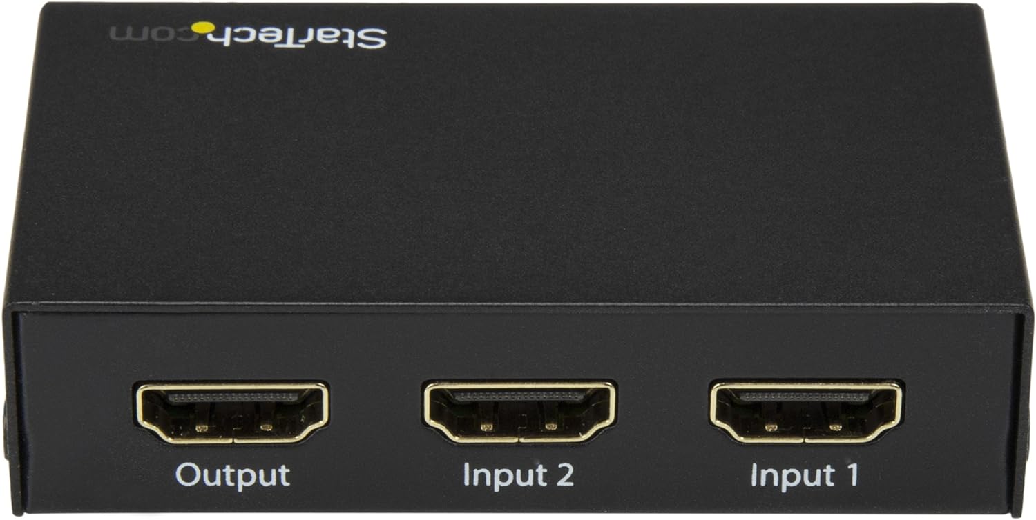 StarTech.com 2 Port HDMI Switch - 4K 60Hz - Supports HDCP - IR - HDMI Selector - HDMI Multiport Video Switcher - HDMI Switcher (VS221HD20