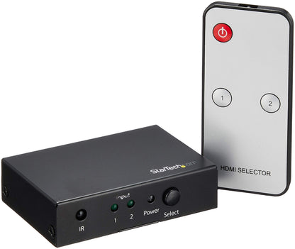 StarTech.com 2 Port HDMI Switch - 4K 60Hz - Supports HDCP - IR - HDMI Selector - HDMI Multiport Video Switcher - HDMI Switcher (VS221HD20