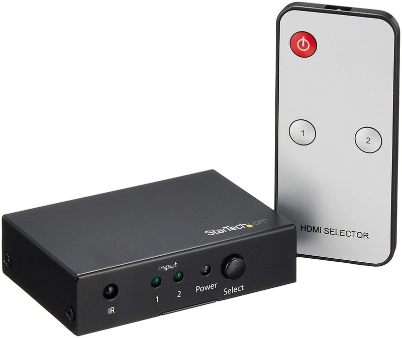 StarTech.com 2 Port HDMI Switch - 4K 60Hz - Supports HDCP - IR - HDMI Selector - HDMI Multiport Video Switcher - HDMI Switcher (VS221HD20