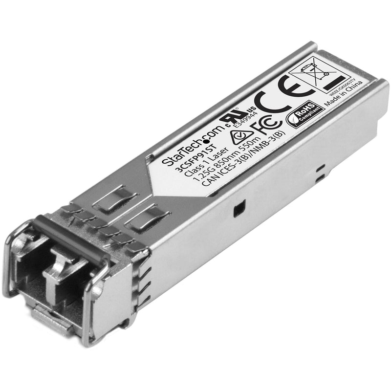 StarTech.com HPE 3CSFP91 Compatible SFP Module - 1000BASE-SX - 1GbE Multi Mode (MMF) Fiber Optic Transceiver - 1GE Gigabit Ethernet SFP - LC 550m - 850nm - DDM HPE 3812, 3824, 3848 (3CSFP91ST) Single 3CSFP91