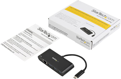 StarTech.com USB C to Ethernet Adapter – 3 Port – with Power Delivery (USB PD) – Power Pass Through Charging – USB C Adapter (US1GC303APD