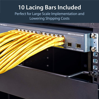 StarTech.com Horizontal Lacing Bar w/ 2 inch Offset at 75 Degrees- Server Rack Cable Management- 19" Network Rack-Mount Cord Organizer- 10pk (CMLB102