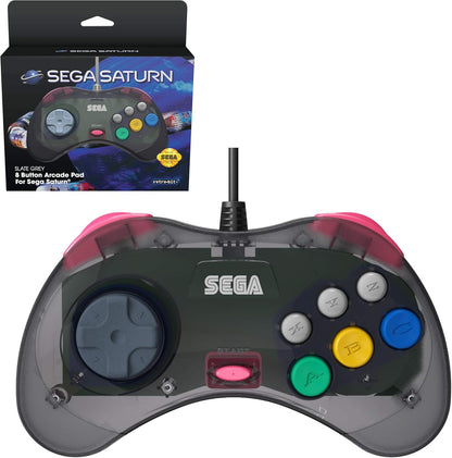 Retro-Bit Official SEGA Saturn Control Pad for Sega Saturn - Original Port - Slate Grey