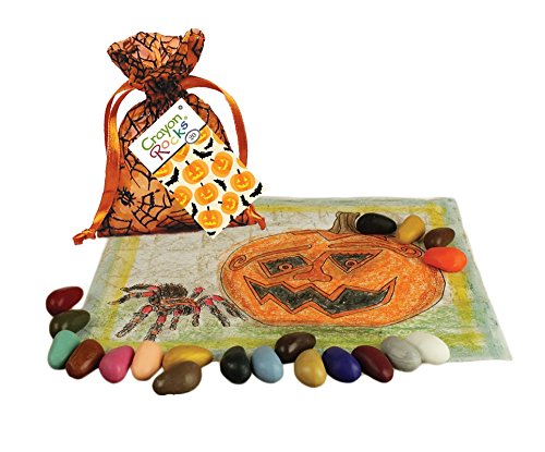 Crayon Rocks Halloween Bag of 20 Seasonal Crayon Colours in a Spooky Orange and Black Organza Bag