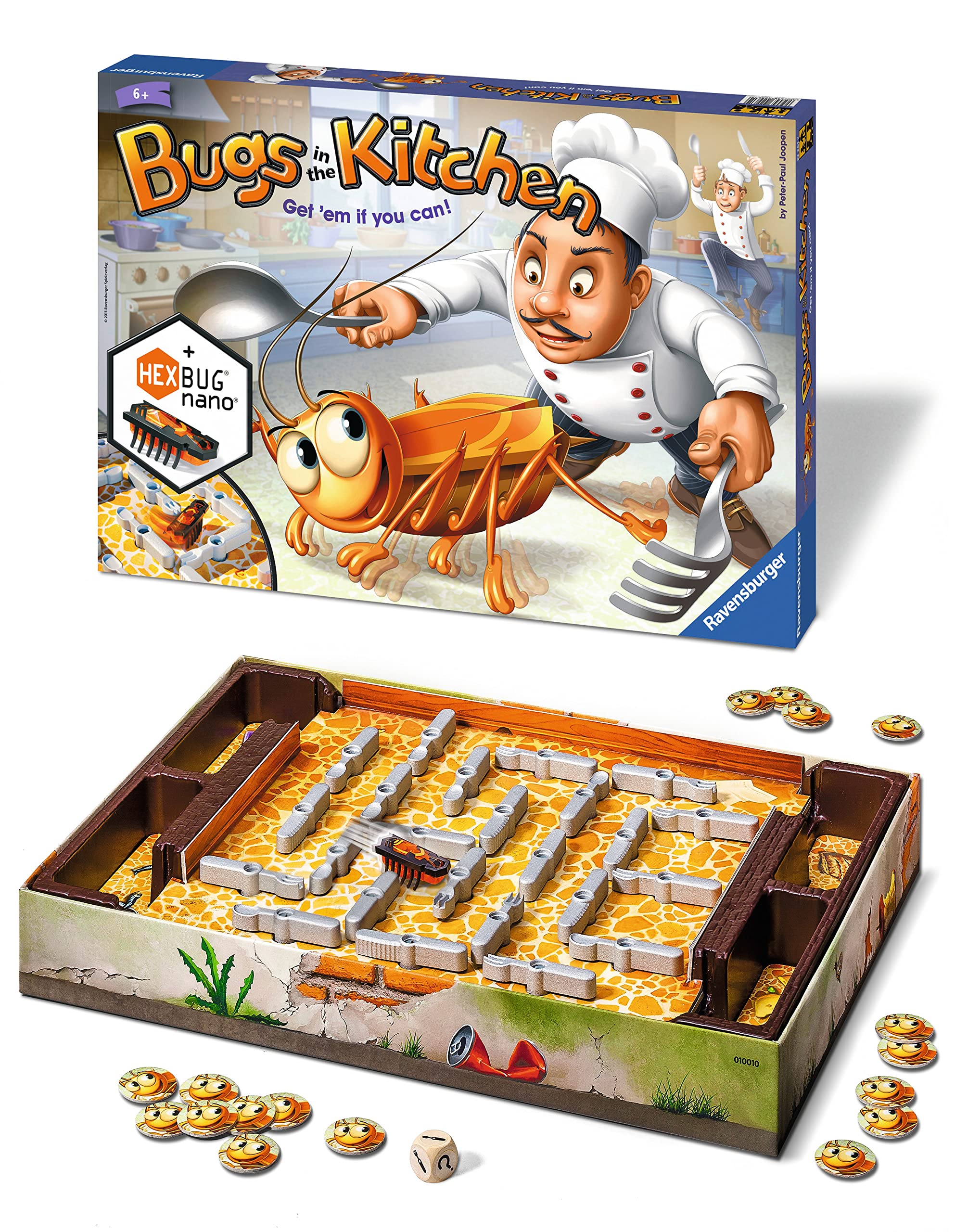 Ravensburger Bugs in the Kitchen Board Game for Kids Age 6 Years and Up - 2 to 4 Players - Catch the Hexbug Nano Bugs in the Kitchen Game