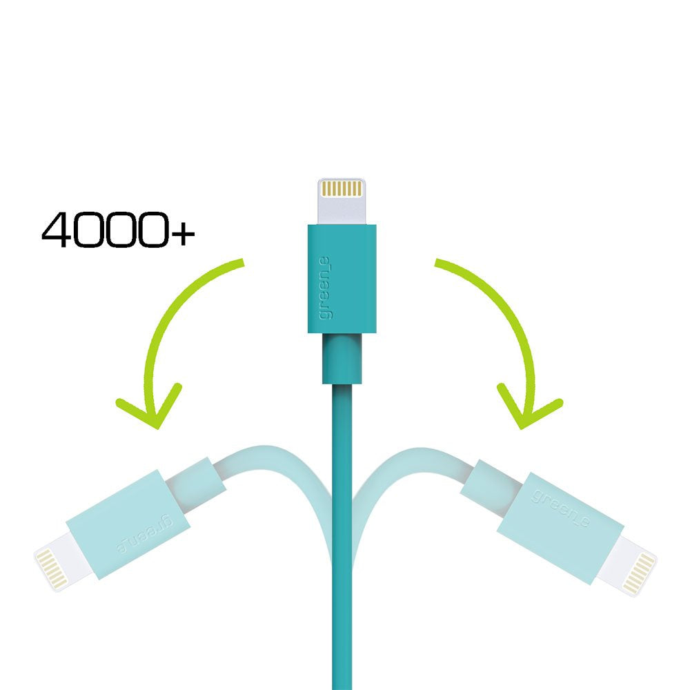 green_e  90cm Eco Friendly Heavy Duty Recyclable Lightning to USB Cable for Apple iPhone X / 8 Plus / 8/7 / 7 Plus / 6/6 Plus / 5S / C and iPad - Blue
