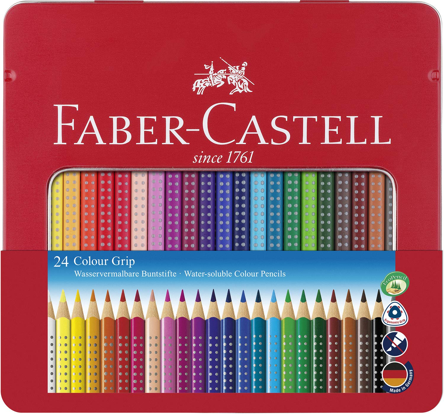 FABER-CASTELL 112423 - Farbstifte Colour GRIP 2001, 24er Metalletui