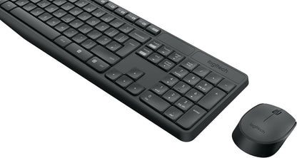 Logitech MK235 Wireless Keyboard and Mouse Combo for Windows, QWERTZ German Layout - Grey