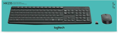 Logitech MK235 Wireless Keyboard and Mouse Combo for Windows, QWERTZ German Layout - Grey