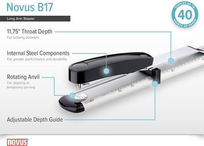 Novus B 17 40 Sheet Capacity 300mm Maximum Paper Insertion Depth Long Arm Stapler