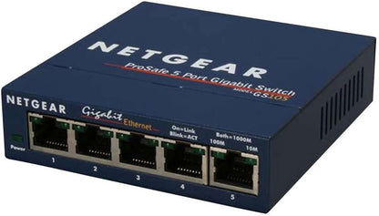 NETGEAR Switch de red Gigabit de 5 puertos GS105 - Switch Ethernet - Plug-and-Play - Funcionamiento silencioso - Montaje en sobremesa o pared