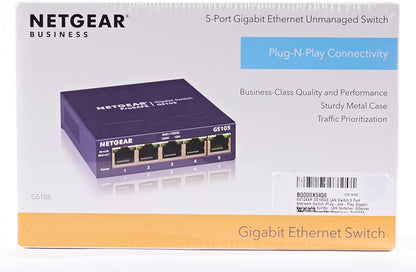 NETGEAR Switch de red Gigabit de 5 puertos GS105 - Switch Ethernet - Plug-and-Play - Funcionamiento silencioso - Montaje en sobremesa o pared