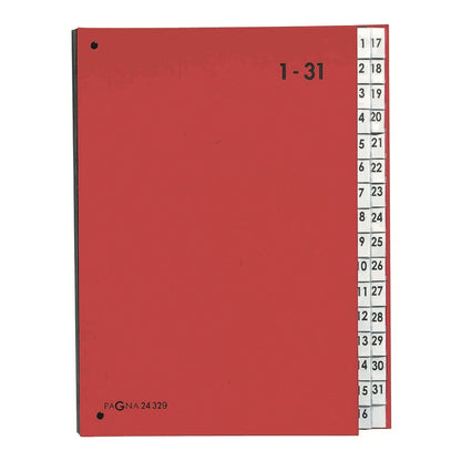 Pagna 24329-01 Desk Organiser 1-31 Coloured Cover 32-Piece Red Red 1-31 EU Single
