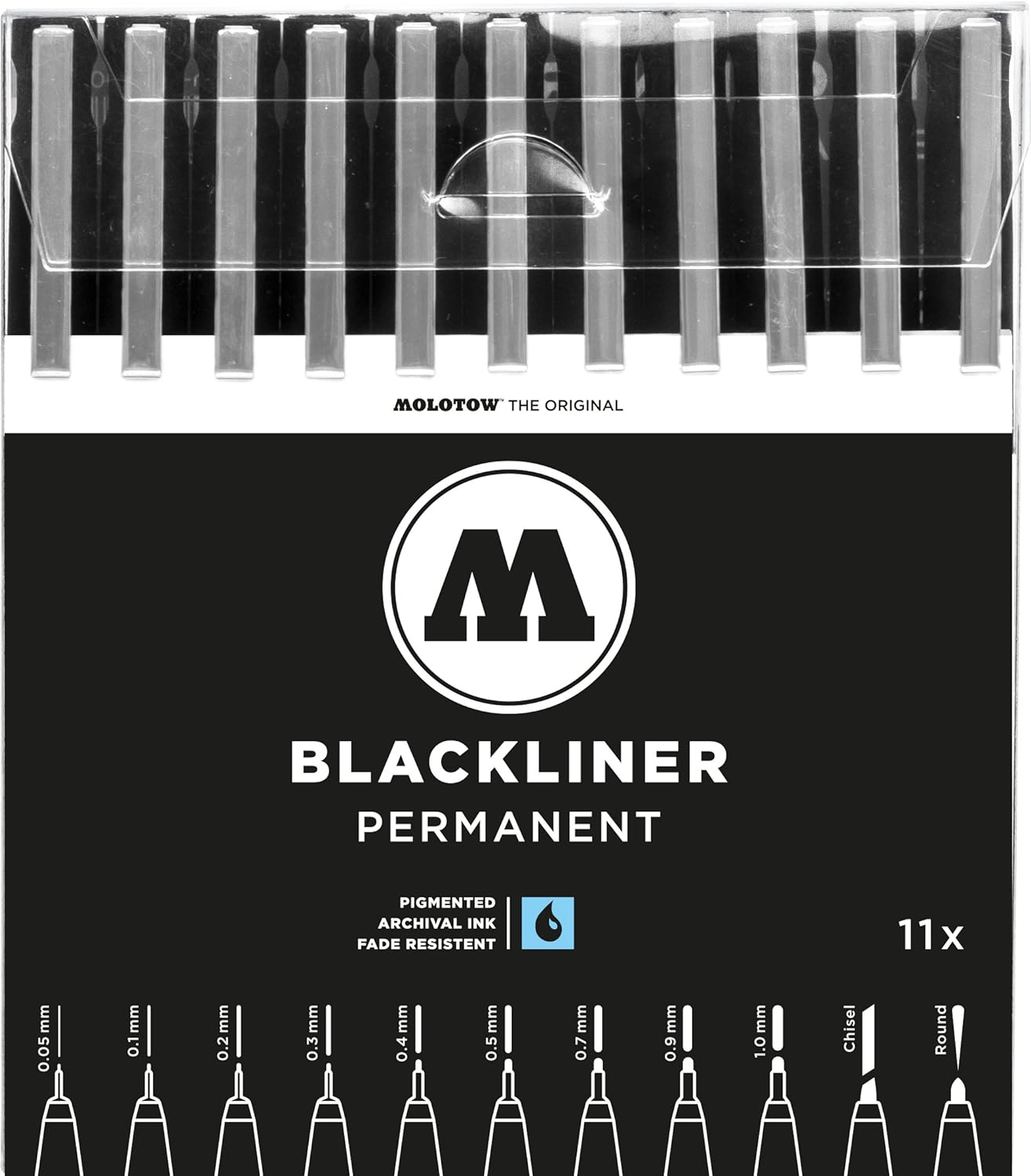 Molotow Blackliner Black Marker Brush - MO200486 Set 3 11er Set Black 200.485