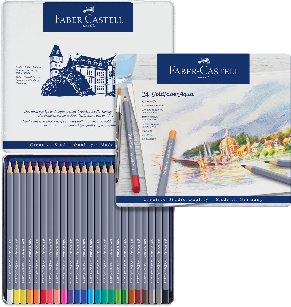 Goldfaber Aqua Watercolour Pencil in Metal Tin (Pack of 24