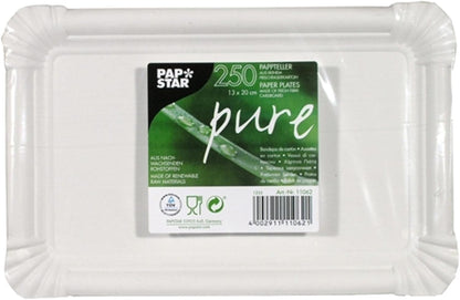 PAPSTAR Pure 11062 250 Cardboard Tray 13 x 20 cm Rectangular White