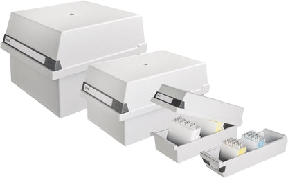 HAN Karteikasten DIN A7 quer, Lernbox, attraktives Design für 1.300 Karteikarten, Lernkartei mit großem Beschriftungsfeld, 957-11, lichtgrau