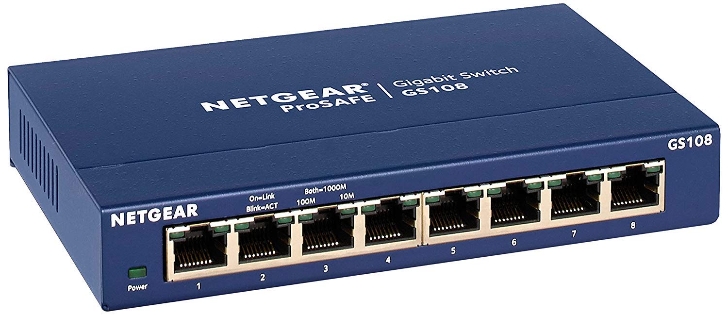 NETGEAR ProSAFE Unmanaged Switch - GS108 - Desktop - 8 Gigabit Ethernet poorten 10/100/1000 Mbps