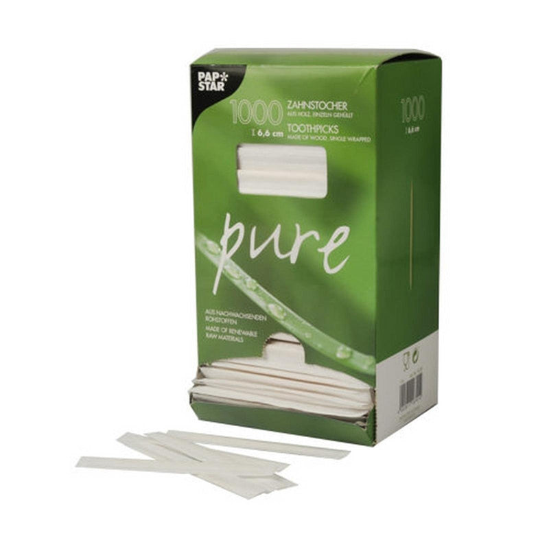PAPSTAR 16701 All Purpose Service, Unique, Catering, Tableware, Wooden, Singular Toothpicks, Pack of 1000