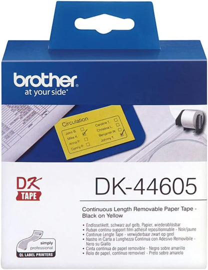 Brother DK44605 - Removable Adhesive Labels - Yellow - Roll (6.2 cm x 30.5 m) - 1 roll(s